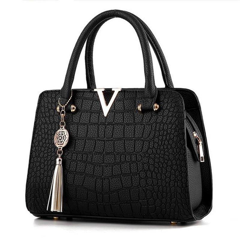 Bolsa de Couro Crocodile - Frete Gratis